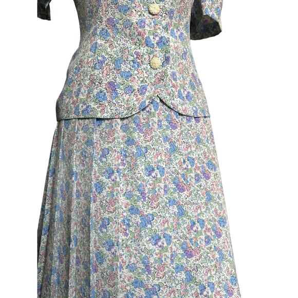 Vintage Fit n Flare secretary dress 70's does 50's Leslie Fay two piece - Picture 4 of 9